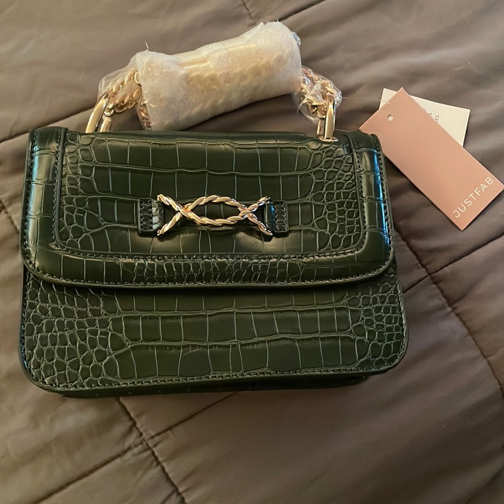 Green crocodile purse